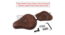 Royal Enfield New Classic Reborn 350 Customized Leather Front and Rear Brown Seat